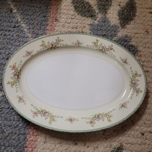 Vintage Royal Embassy Hudson Floral Border Platter 12 x.8.5 small chip